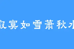 寂寞如雪萧秋水