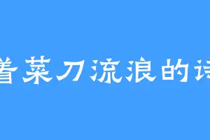 背着菜刀流浪的诗人