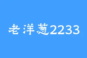 老洋葱2233