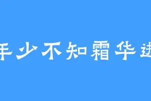 年少不知霜华逝